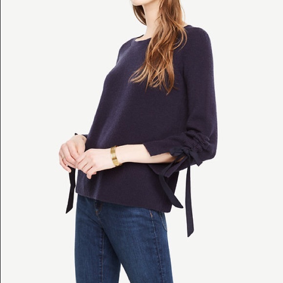 Ann Taylor Sweaters - Ann Taylor tie sleeve wool sweater